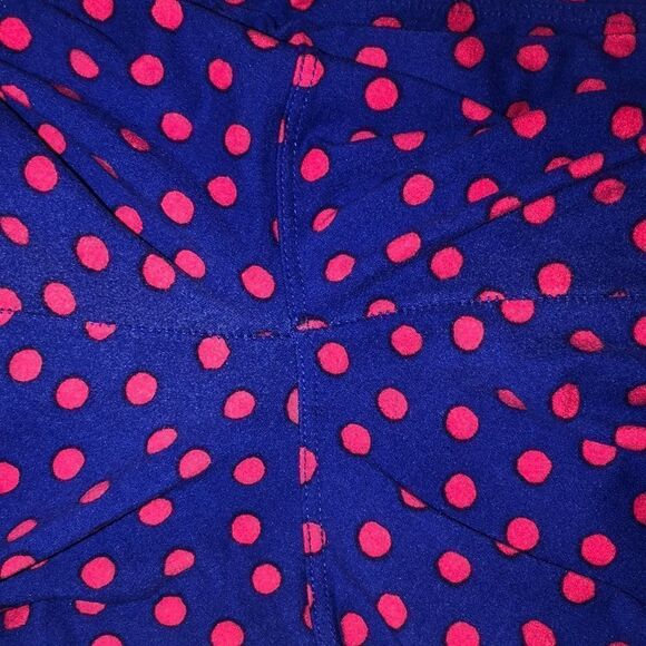 LuLaRoe SML Regular One Size Royal Blue Coral Polka Dot  Leggings - Picture 6 of 8
